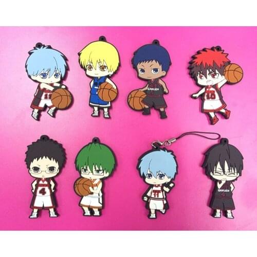 8pcs/lot Kuroko No Basketball Original Japanese anime figure rubber Silicone sweet smell mobile phone charms/keychain/strap G419
