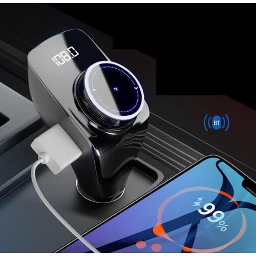 Car Bluetooth 5.0 Radio Transmitter Digatal Display MP3 Modulator Player Handsfree Audio Receiver Dual USB Phone Fast Charger