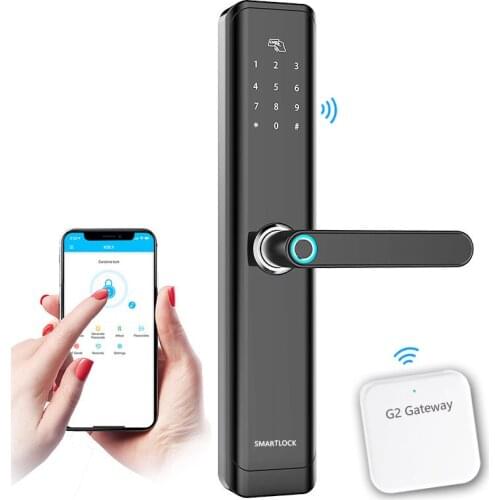 Biometric Fingerprint Smart Lock App Bluetooth WiFi Gateway Doorlock Passwod RFID Apartment Locks Security Intelligent 2019 NEW