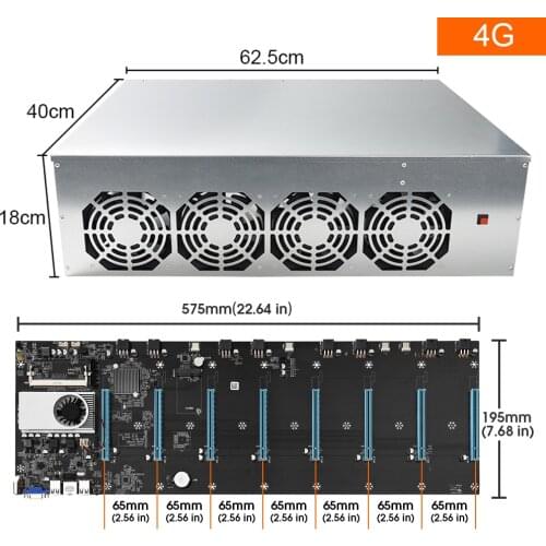BTC-S37 Miner Motherboard Set 8 Graphics Card Slots HDMI-Compatible VGA with Fan 4/8GB Motherboard for Mining Machine