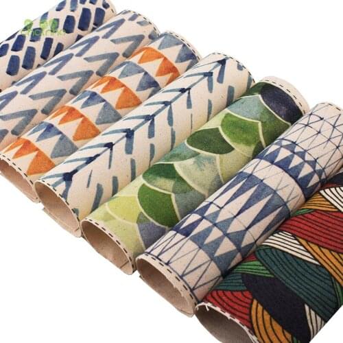 Chainho,Geometric Patterns,Hand Dyed Cotton Linen Fabric For DIY Sewing Quilting Patchwork Decor Clothes Of Placemat/Purse/Bag