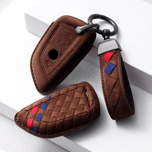 Weave Turn Fur Car Key Case Key Cover For BMW 2 3 5 7 Series 6GT X1 X3 X5 X6 F45 F46 G20 G30 G32 G11 G12 F48 G01 F15 F85 F16 F86