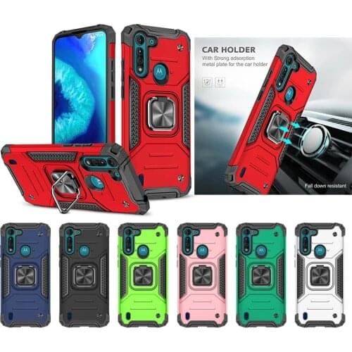 For Motorola Moto G8 Power Lite G9 Plus Play Case Armor Shockproof Car Holder Ring Magnet Case for Moto E7 Plus One Macro Cover
