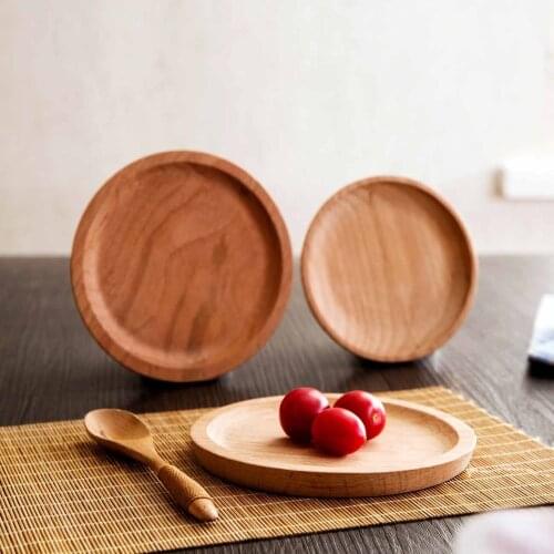 Wooden Dishes Dessert Plates Tray Food Dinnerware Dessert Tea Cake Plate Fruit Tray Saucer Kitchen Dinner Plates