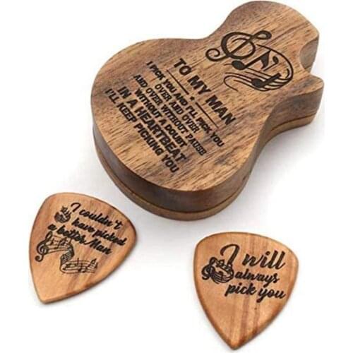 Guitar Pick Box Holder,Guitar Picks Case with 2 Pcs Wood Picks,for Guitar Picks Storage,for Jazz/Guitar/Ukulele/Bass,Etc