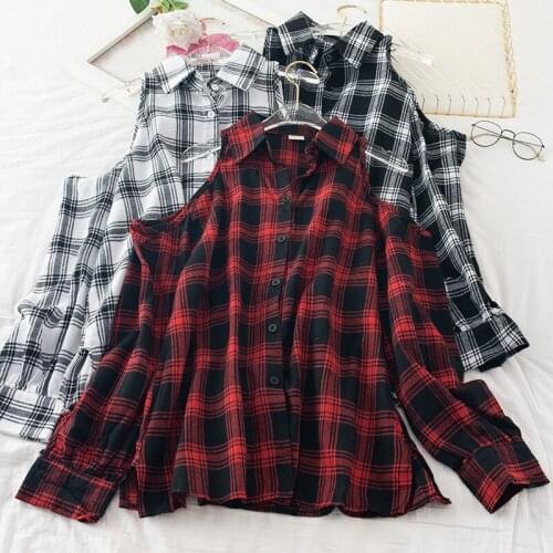 Cheap wholesale 2021 spring autumn new fashion casual ladies work women Blouse woman overshirt female OL plaid shirt Vy172