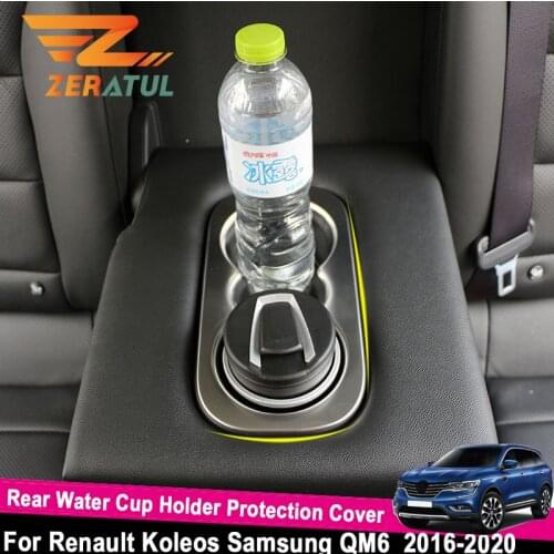 Zeratul Car Chrome Rear Water Cup Holder Protection Cover Trim Stickers for Renault Koleos Samsung QM6 2016 - 2020 Parts