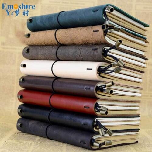 Classic Travel Notepad Leather Vintage Travel Diary Tied-Rope Leather NoteBook Traveler Diary Notebook for New Year Gifts N102