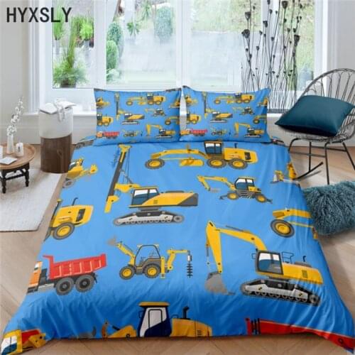 2/3pcs Simple Cartoon Car Pattern Bedding Set High Quality Child Boy Duvet Cover Comforter Soft Twin Single Full Queen King Size
