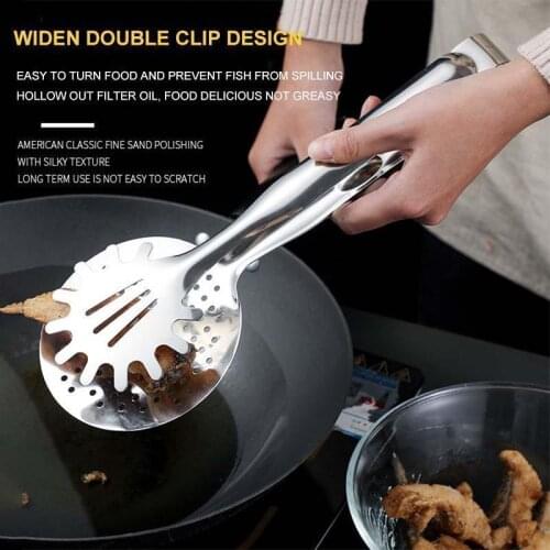 Wonderlife Kitchen Frying Filter Shovel Clamp Stainless Steel Tongs Vegetables Snack Fried Food Strainer Kitchen Accessories