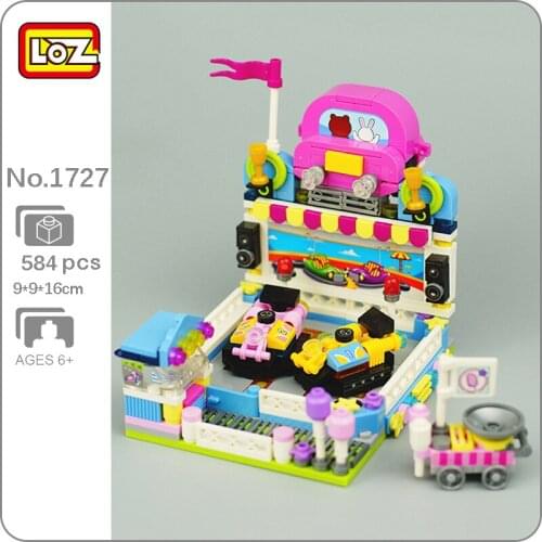 LOZ 1728 Dream Amusement Park Bumper Car Dodgem Architecture 3D Model DIY Mini Blocks Bricks Building Toy for Children no Box