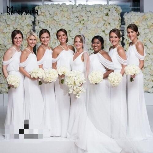 Mrs win Bridesmaid Dresses For Girls Plus Size Elegant Beach Mermaid Vestido Madrinha HR225 Boat Neck Long Wedding Party Dresses