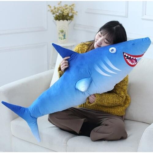 Soft Plush Stuffed Animal Shark Funny toys Dolls blue Plush Toys High Quality For Boys Birthday Gift 100cm