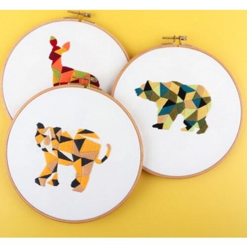 Cartoon Animal Embroidery Starter Kit With Embroidery Hoop Suitable For Beginners Diy Adult Craft