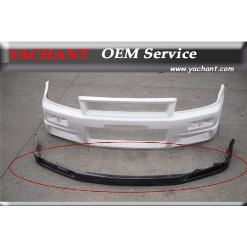 Car-Styling FRP Fiber Glass Body Kit Front Lip Fit For 1999-2002 Skyline R34 GTR NI Style Front Lip Only Fit NI Front Bumper