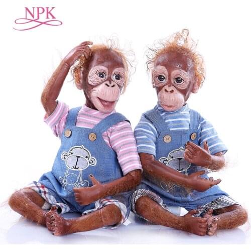NPK 21inches 52cm 100% artist made reborn Monkey doll lifelike orangutan very soft silicone flexible Collectible art doll reborn