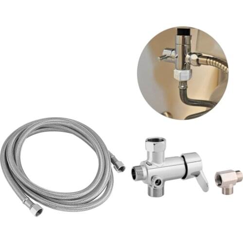 1 Set Household Toilet Bidet Attachments Hot/Cold Water Diverter Valve T Shape Adapter Flexible Hose Kit Tool Wholesale