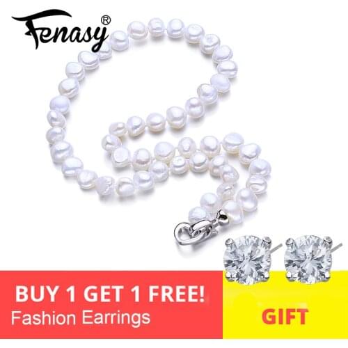 FENASY Natural Baroque Pearl Necklaces For Women Long Necklace Party Jewelry Neck Accessories Handcrafted Chain Necklace