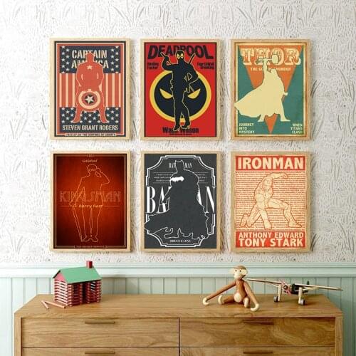 Retro Marvel Superhero Canvas Painting Avengers Iron Man Poster and Printing Wall Art Print Canvas Living Room Home Decor Gift