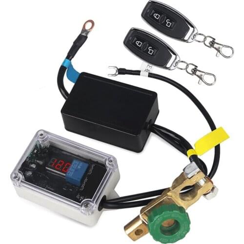 Remote Control Universal 12v Car Battery Master Switch Cut Off Isolator Power Voltmeter Display With Gloves