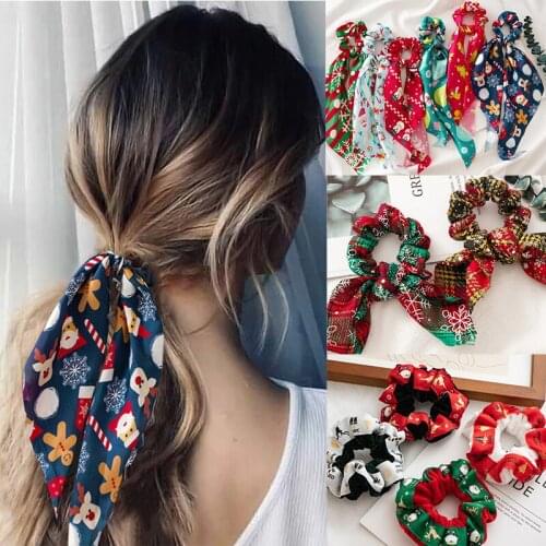 Floral Satin Scrunchies Women Elastic Hair Bands Ties Scarf Woman Scrunchy Hairbands Turban Head Christmas Headwear