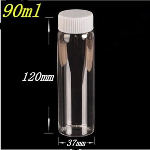 37*120*24mm 90ml Glass Bottles With Plastic Cap Transparent Empty Bottles Jars Cosmetic Containers 12pcs/lot