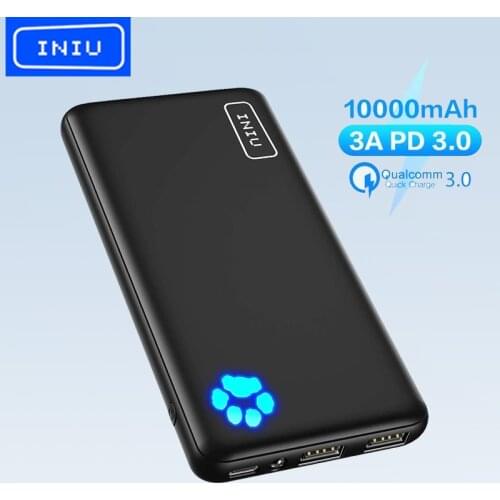 INIU Portable Charger 3A USB C Mini 10000mAh Power Bank Flashlight Battery Pack for iPhone 12 Pro Max 11 8 7 iPad Xiaomi Samsung