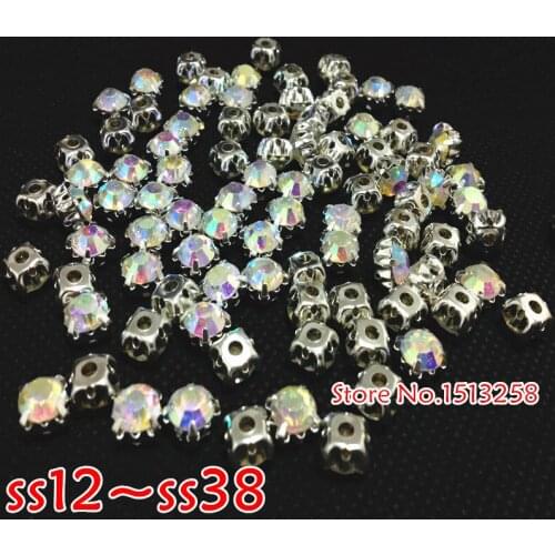 All Sizes Round Metal Claw With Rhinestone,Glass Round Stone Assembling Silver Color Claw And Crystal AB Color Stone / Beads