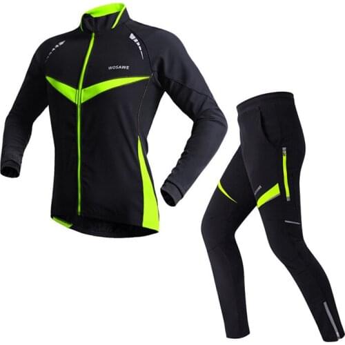 WOSAWE Autumn Winter Men Women Motorcycle Warm Windbreaker Jacket Suit Windproof Waterproof Reflective Mountain Bike Sports Set