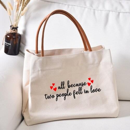Women Lady Canvas Tote Bag Beach Bag Hospital Bag Sport Shoulder Bag Handbag Love Printed Work Bag Shopping Bag Dropshipping