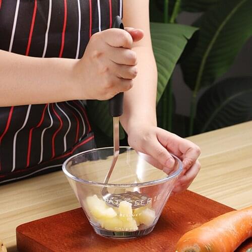 1PC Stainless Steel Potato Masher Cooked Food Smasher With Non-Slip Handle Fruit Vegetable Smash Tool Kitchen Accessories