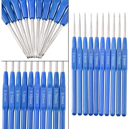 10set 0.6-2mm Metal Knitting Needles Crochet Hooks Tool with Ergonomic Grips