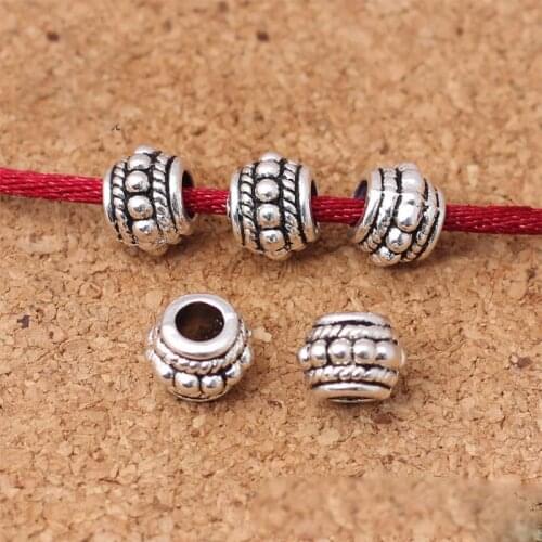 20pcs/lot Fashion Tibetan Silver Big Hole Loose Beads 8mm Retro Woven Spacer Metal Beads For Beard/Wig DIY Jewelry Fittings