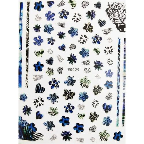 3D Art Nail stickers Watercolor Leopard Love Heart Line Design Sliders for Nails Foil Self Adhesive All for Manicure Accessories