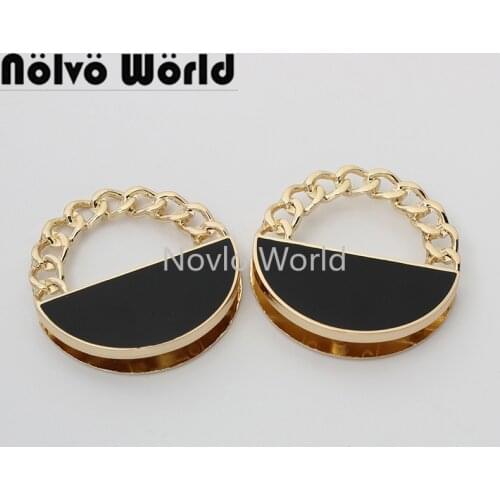 5-25pairs 44*45mm light gold half round products metal connector buckle with chain for chain bag purse strap accessories