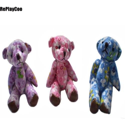 50Pcs/Lot Mini Teddy Bear Stuffed Plush Toys 8cm Small Bear Stuffed Toys pelucia Pendant Kids Birthday Gift Party Decor 98