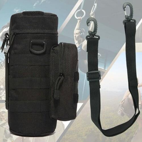 600D Nylon Outdoor Molle Water Bottle Pouch Military Phone Bag Waist Shoulder Kettle Bag for Army Fans Climbing Camping Hiking