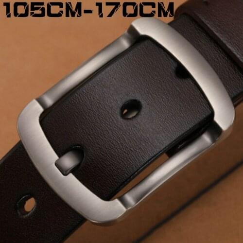 ANYONGZU 105CM-160CM Men Really Cowhide Belt Fashion Leisure Factory Direct Wholesale Business Jeans Luxury Gift Black Coffee