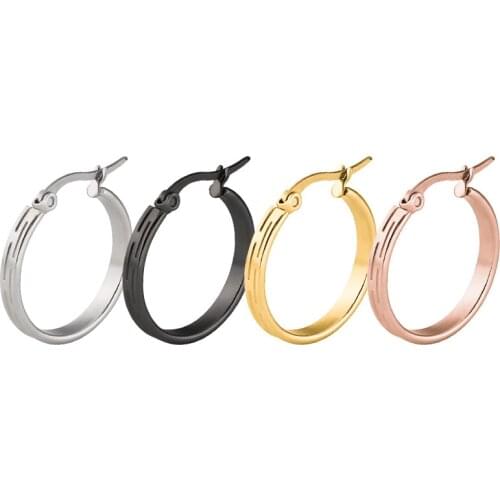 AsJerlya Simple Ear Stainless Steel Hoop Earrings For Women Mini Small Hoop Earrings Ear Buckle Round Circle Earrings Hoops