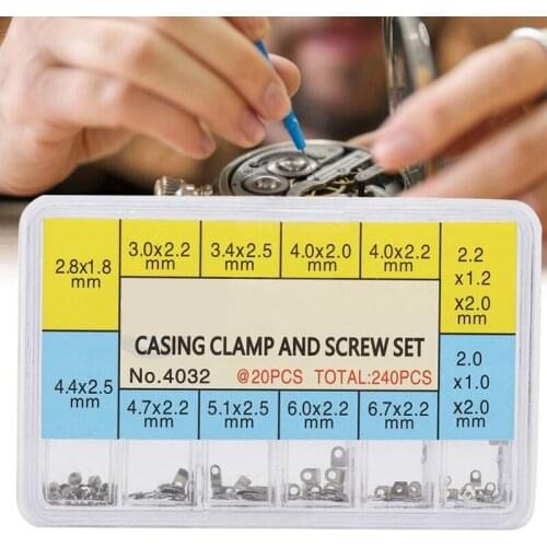 Watch Movement Casing Clamp Securing Screw Washer Kit with plastic box For ETA 2824 2834 2826 2836 Watch Movement Repair Parts