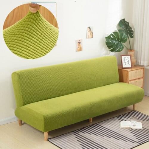 Armless Sofa Bed Cover Polar fleece Solid Color Couch Cover Stretch Slipcover Folding Furniture Decoration Bench Covers