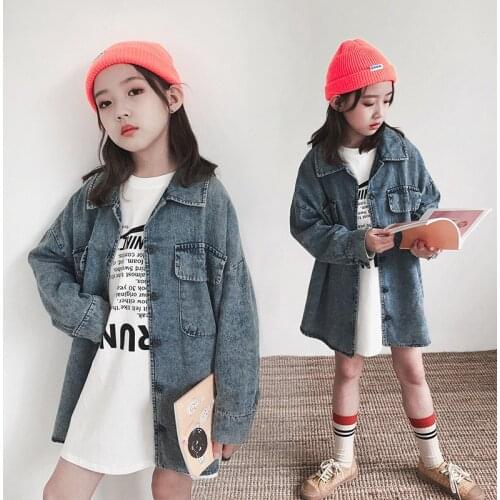 2020 New Childrens Clothing Spring Autumn Girls' Large Denim Shirt Thin Korean Style Toddler Girl Winter Clothes Jean Jacket