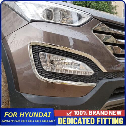 For Hyundai Santa Fe ix45 2013 2014 2015 2016 2017 Car Front Fog Lamp Frame Cover Head Foglight Cover Trims Stickers