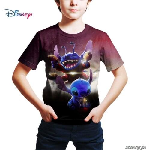 Disney clothing 3D Print Lilo & Stitch Short Sleeve T Shirt Anime Children Casual Streetwear Boy Girl Kid Fashion Tops Tee