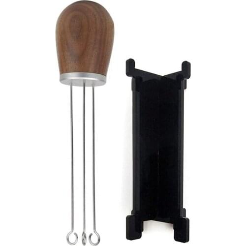 Hot Sale Espresso Hand Tampers Solid Wood Handle Espresso Coffee Tamper Stirring Needle Distributor Espresso Maker Tool