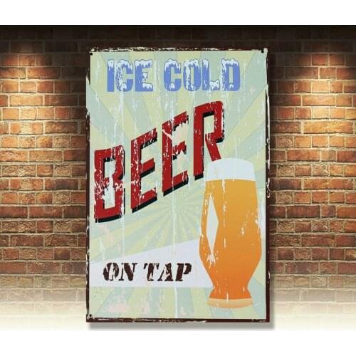 Ice Cold Beer, Retro Metal Sign Vintage / Man Cave / Bar / Pub