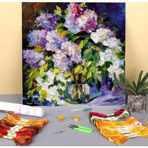 Three Colors Printed Water-Soluble Canvas 11CT Cross-Stitch DIY Embroidery Full Kit DMC Threads Hobby Painting Handiwork