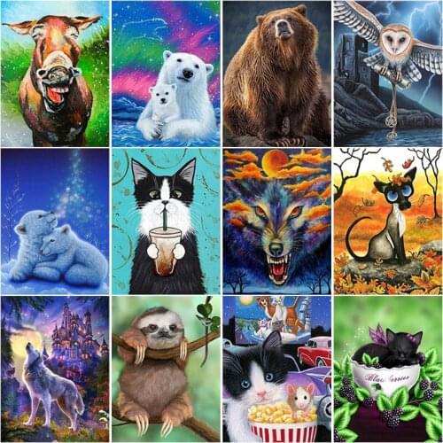 Children Room Paintings With Diamond Full Square Drill Embroidery Cross Stitch Art Manual Home Animals Wall Artwork Decoration