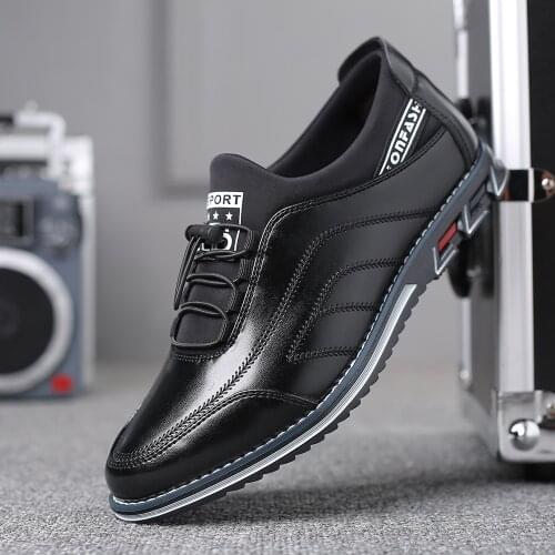 Mens Shoes New Autumn Trendy Shoes Mens Casual Leather Shoes Wild Fashion Trendy Leather Soft Sole Sneakers Men