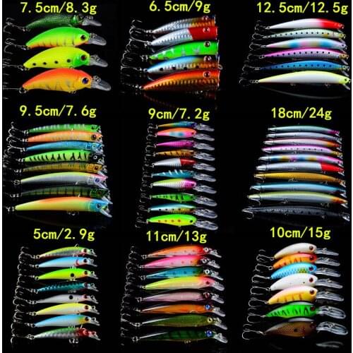 LINGYUE 66pcs/set Fishing Lures Artificial High Quality Carp Fishing Tackle Mixed 9 Models Hard Baits lifelike Fake Fish bait
